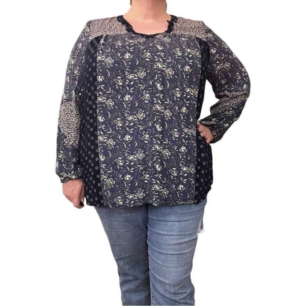 Caffe Marrakesh Womens‎ 1X Plus Boho Floral Summer Top